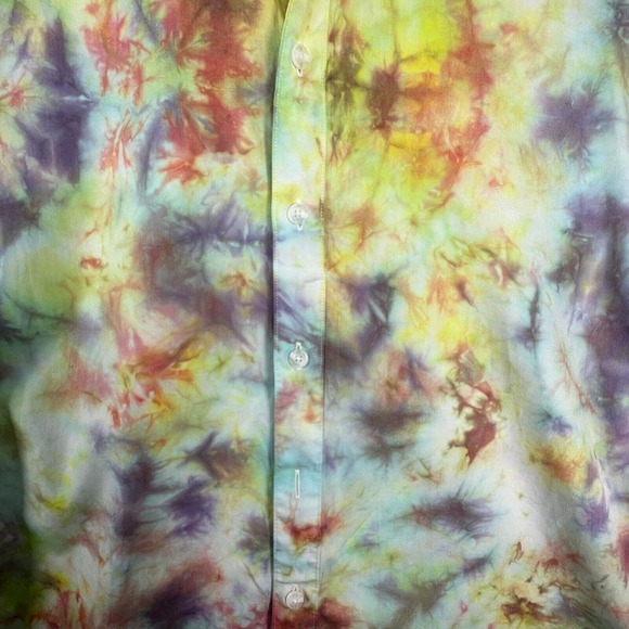 Axxa Men Size 16.5 Button Up Shirt Multicolor Oversized Mandarin Neckline Cotton - Picture 3 of 9